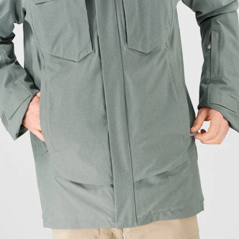 Olive Salomon Stance Cargo Insulated Hooded Men's Ski Jackets | IE NM4583